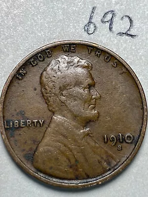 1910-S LINCOLN WHEAT CENT Rare Date  VERY FINE  Condition #692 • $24.95