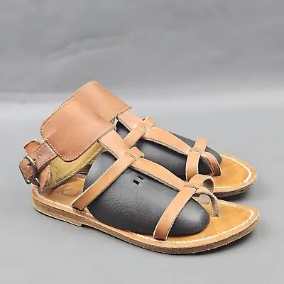 K. Jacques Caravelle Flat Sandals Womens 5 Brown Leather Ankle Strap Shoes • $31.99