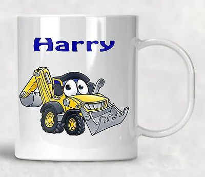 Personalised Kids Funny Digger Plastic Unbreakable Mug Child Excavator Juice Cup • £9.99
