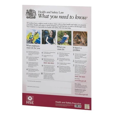 £22.25 • Buy Health Safety & Environment Health & Safety Law Poster  A3 - S3016