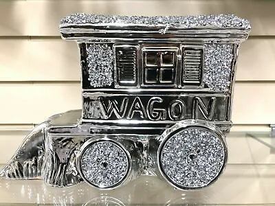 £24.99 • Buy Crushed Diamond Caravan Wagon Gypsy Crystal Ornament Shelves Silver Bling