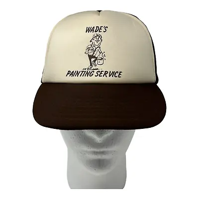 Wade’s Painting Service Vintage Snapback Trucker Hat Brown Polyester Painter • $19.57