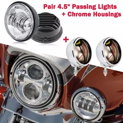 4.5  LED Fog Passing Lights Lamp + Housing Holder For Kawasaki Vulcan VN 500 750 • $73.75