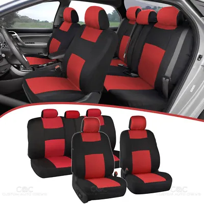 Universal Car Seat Covers W/ Split Bench Zippers For Auto SUV Van Truck - Red • $30.99