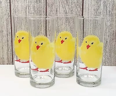 Ocean Thailand Baby Easter Chic Chicken 7” Barware Highball Drinking Glasses (4) • $49.95