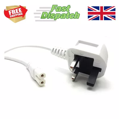 £6.99 • Buy 2m Figure 8 AC Power Lead C7 2 Two Pin UK Plug TV, Radio Stereo ARCTIC WHITE 