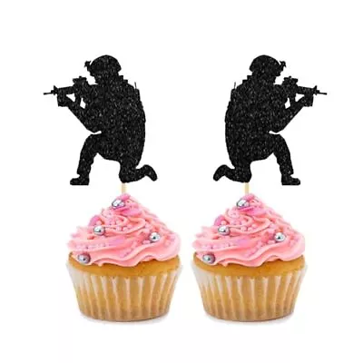 24 PCS PaintBall Cupcake Toppers For Sport Party Baby Shower Birthday Party  • $16.42