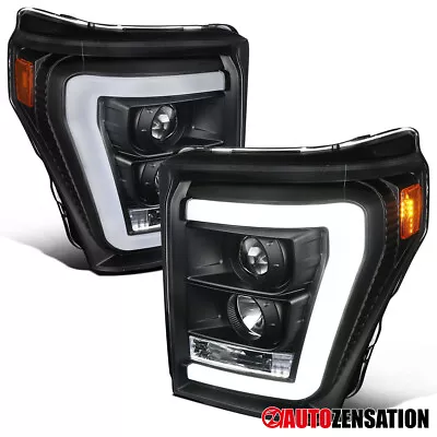 Fit 2011-2016 Ford F250 F350 F450 F550 LED Tube Projector Headlights Lamps Black • $313.49