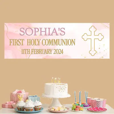 Personalised First Holy Communion Party Banner Baptism Confirmation • £8.99