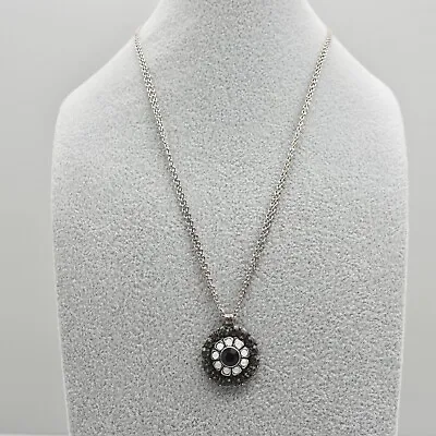 Mariana Necklace Flower Pendant Black Comet Austrian Crystals Silver Plated 16  • $55.99