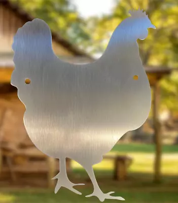 Large Metal Chicken Hen Cockerel Rooster Garden Wall Art Stainless Steel • £16.79