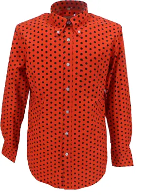 Mens Red And Black Retro Mod Polka Dot 100% Cotton Shirts… • £37.99