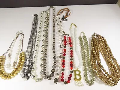 10 Beaded Boho Necklace Jewelry Lot Chico Japan Lucite Plastic + Vintage  C3988 • $9.55