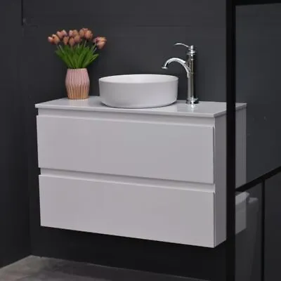 Slim Narrow Bathroom Vanity Unit Wall Hung 900 MM Finger Pull White  Basin Sink  • $549