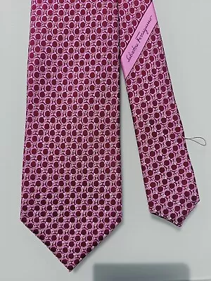 Salvatore Ferragamo Tie  Gancini Logo On Magenta Color • $125