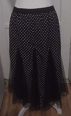 Metro Wear Rockabilly Black Polka Dot Skirt Mesh Panels Size M • $4