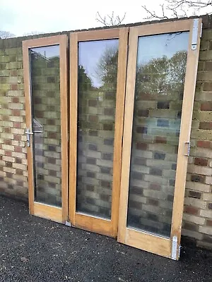 Solid Oak Double Glazed Bifold Sliding  External Doors NO FRAME 1970 X 1710mm • £450