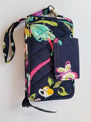 Vera Bradley Ribbons Pattern Navy Floral/Butterfly Zip Around Wristlet • $14.99