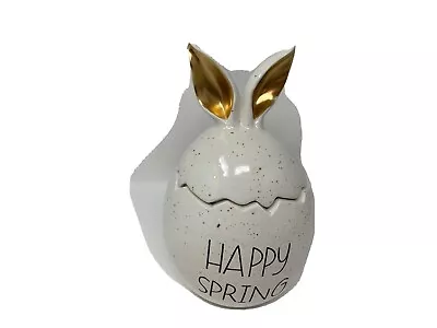 Hopper's Lane Happy Spring Gold Ears 10in Ceramic Egg Cookie Jar CC02B24013 • $29.89