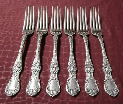 FLORAL 6 Forks 1902 Silverplate No Monograms            GU • $42.50