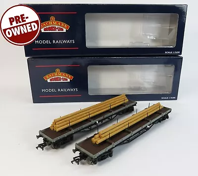 OO Gauge Bachmann 33-856B 2x BR Grey 30T Bogie Bolster Wagons With Loads (SCL3) • £39.95