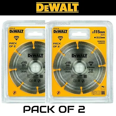 DeWALT 115mm Diamond Blades X2 Pack Cutting Discs 4.5  Inch Angle Grinder Wheel • £15.41