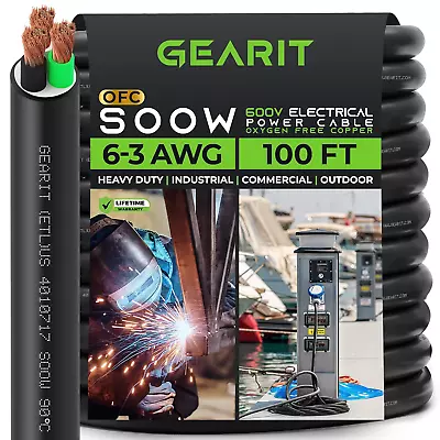 6/3 6 AWG Portable Power Cable (100 Feet - 3 Conductor) SOOW 600V 6 Gauge Electr • $880.99