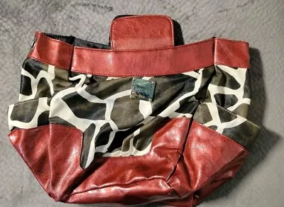 Miche JOELLA DEMI Black/White Animl Print Red Faux Leathr Side Pockets Shell EUC • $8