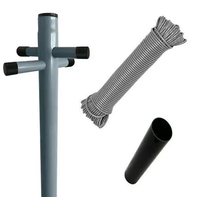 2.4m Quality Washing Line Pole & Socket Clothes Post Dryer Galvanized Heavy Duty • £45.97