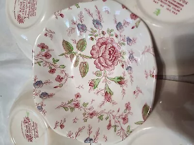 Set Of 2 Johnson Brothers Rose Chintz 6.5  Square Soup Bowls England Red Stamp • $24