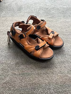 MBT Men's Kisumu Brown Leather Sandals Sport Walking Rocker Sling Back Size 12 • $115