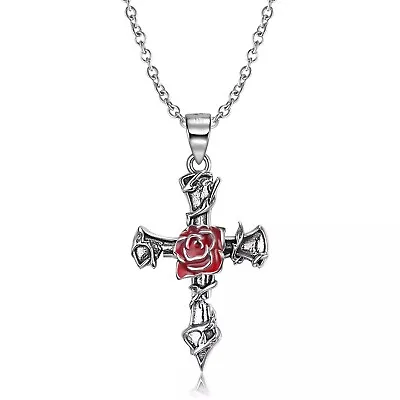 $32.90 • Buy ROSE CROSS PENDANT/NECKLACE S925 Sterling Silver By Charm Heaven NEW
