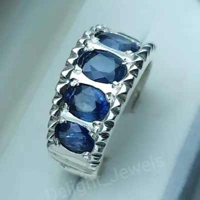 Natural Blue Sapphire Gemstone With 925 Sterling Silver Handmade Ring For Men's • $68