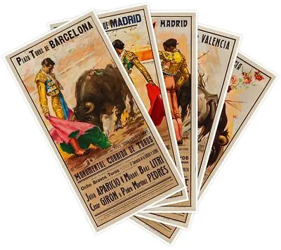 Set Of Five Spanish Bullfight 1940's Vintage Reprint Spain Travel Print Posters • $19.97