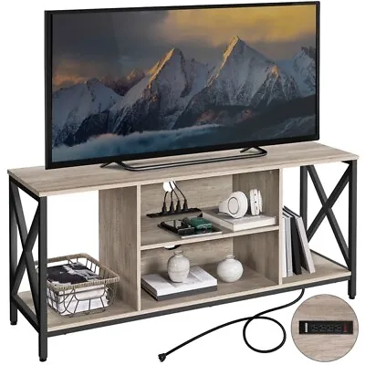 TV Stand With Power Outlet Industrial TV Console For TVs Up To 65 ForLiving Room • $127.99