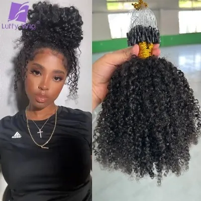 Afro Kinky Curly Micro Links Extensions Human Hair Micro Loops Hair Extensions • $35.85