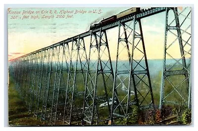 1908 Mt Jewett PA Postcard-  KINZUA BRIDGE ON ERIE R R HIGHEST BRIDGE IN THE US • $7.69