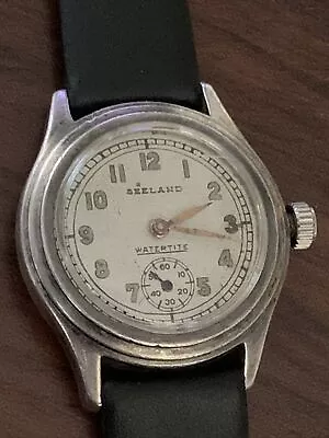 WWII  Vintage SEELAND  Sterling Silver Military WATCH  Engraved • $150