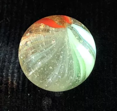 Master Marble Sunburst Clear Whispy Base Glass Red Green Vintage Marbles 0.74” • $14.99