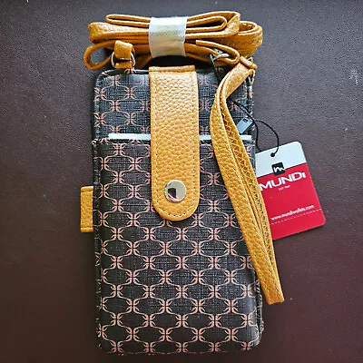 Mundi Women's Printed Jacqui Phone Case Wallet With Strap CL8 Brown Small • $13