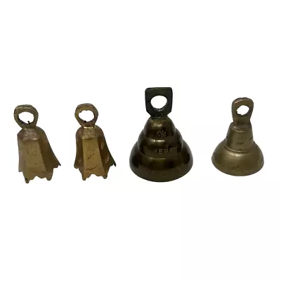 Lot Of 4 Vintage Small Brass Bells 2 -2.5  Tall • $10