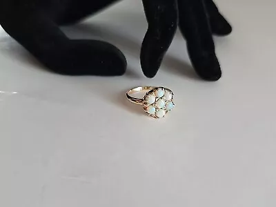 Vintage 7 Opal Cluster Ring 10k Yellow Gold Size 7.5 • $224.99