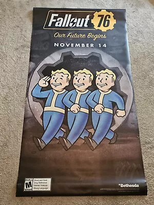 Fallout 76 Release Date Store Window Promo Poster Gamestop Thinkgeek Vault Boy • £965.12