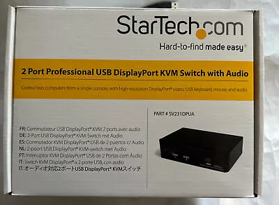 StarTech SV231DPUA 2-Port KVM Switch With Dual DisplayPort 4K 60Hz Audio • $27.99