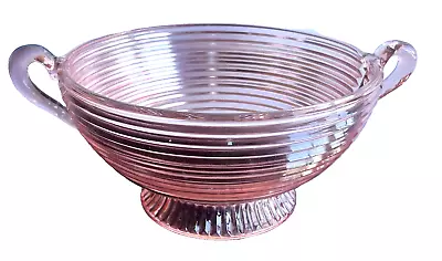 Anchor Hocking ManhattanPink Depression Glass  Large Footed Fruit Salad Bowl 12  • $61.43