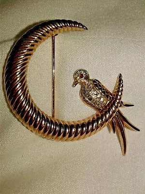 Vintage Joseph Mazer Jomaz Rhinestone Bird Pin Broach Estate Jewelry • $110