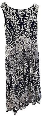 Boden Blue White Floral Cotton Shift Dress Pockets Size 8R Sleeveless • $27.99