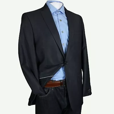 40R Marc Anthony Mens 2 Button Wool Blend Slim Fit Blazer Jacket Solid Blue • $18.36