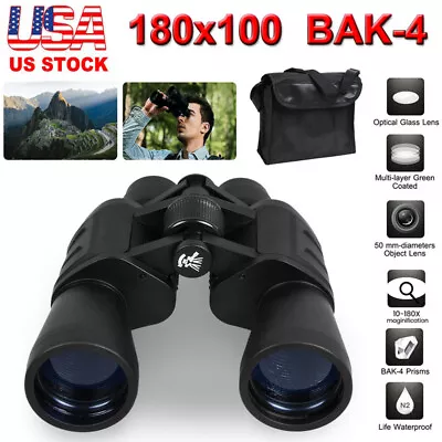 180X100 HD Military Zoom Binoculars Day/Night Optics Hunting Telescope With Case • $24.99