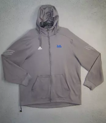 UCLA Hoodie Jacket Adidas Adult 2XL XXL Gray Long Sleeve Bruins 3 Strip Mens • $19.67